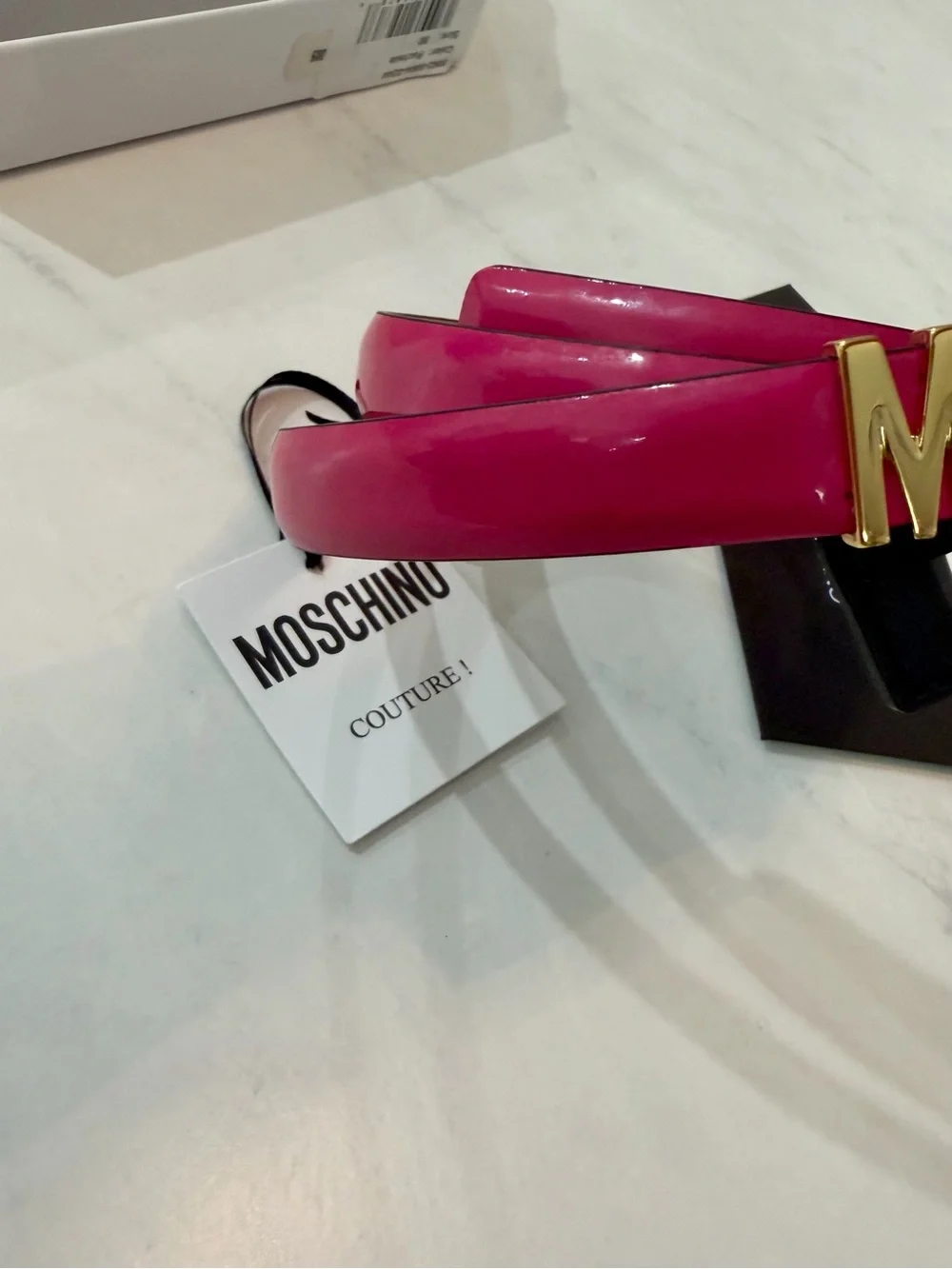Moschino pink patent