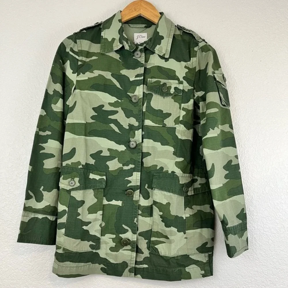 J Crew Shacket Womens XXS‎ Camo Trench Utility 100% Cotton It Girl NWT