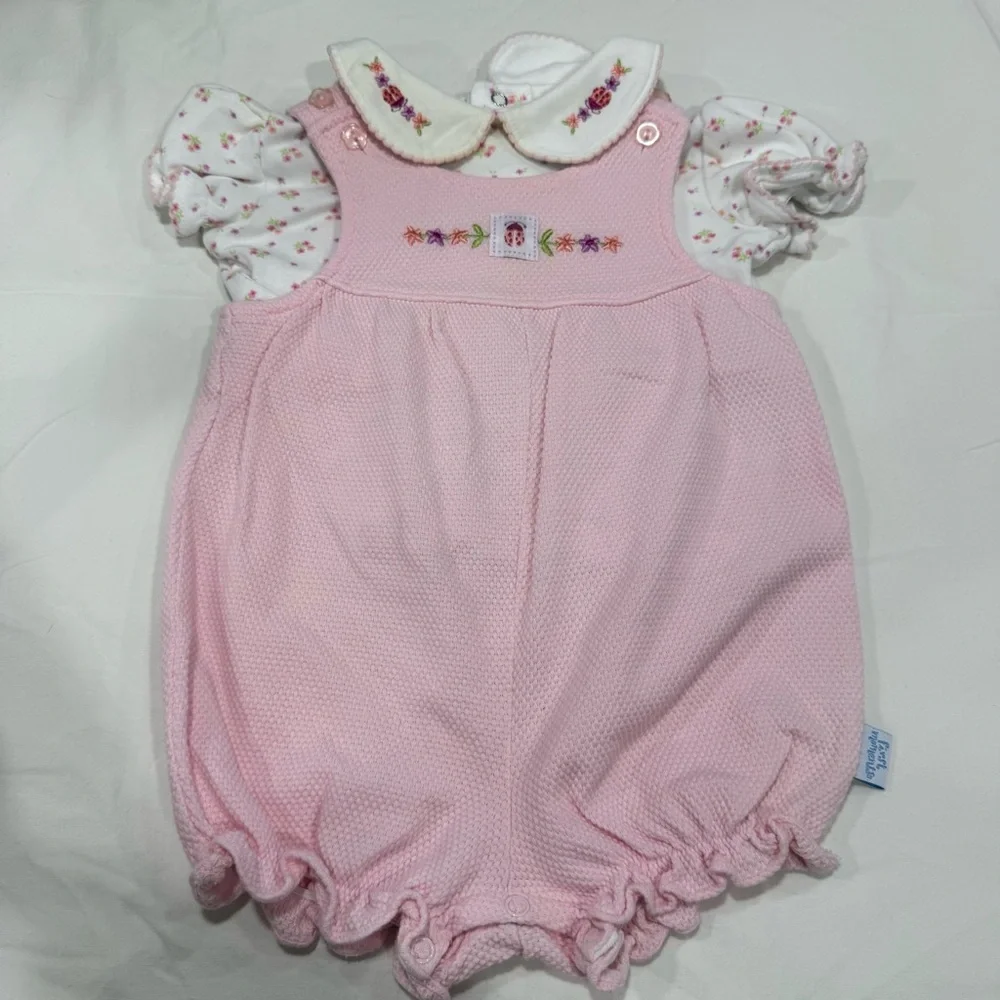 Y2K First Moments Floral & Lady Bug Baby Outfit Size 6-9 months
