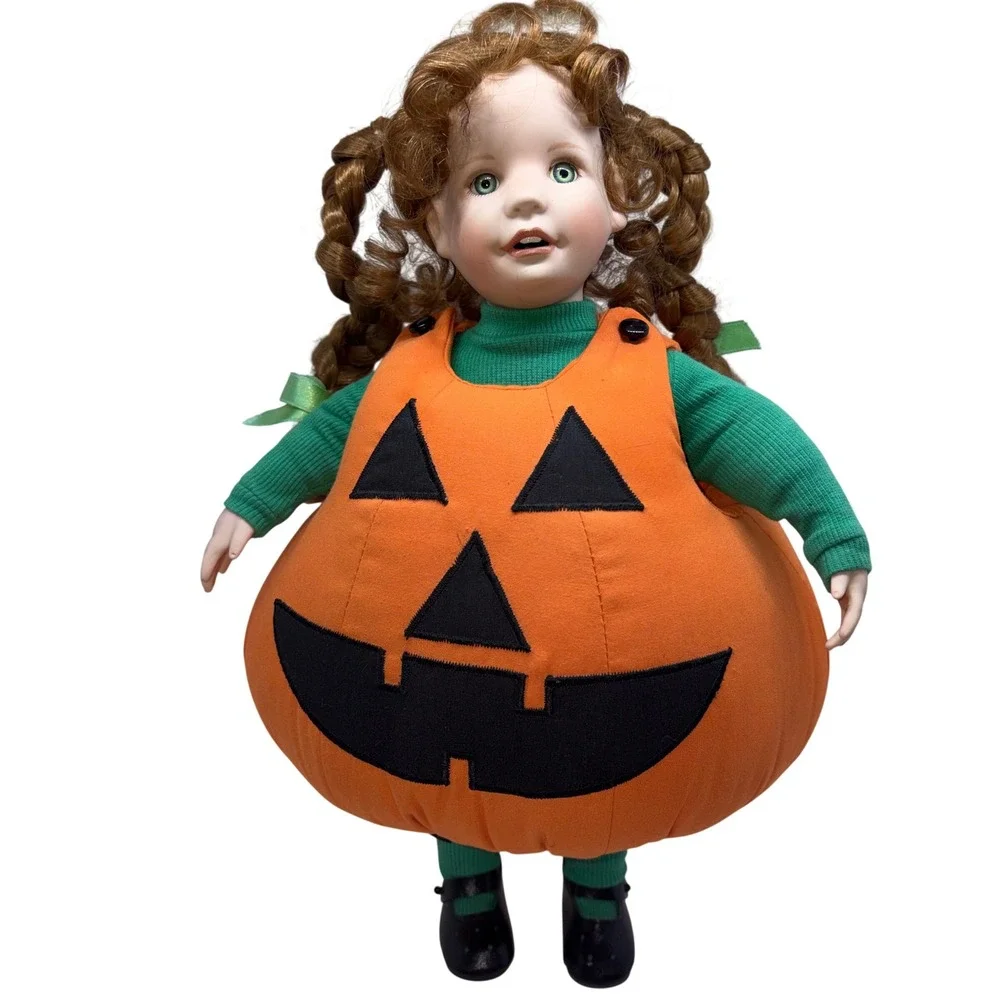 Vintage 1993 Lil' Punkin Hamilton Collection Porcelain Doll Halloween Girl 15