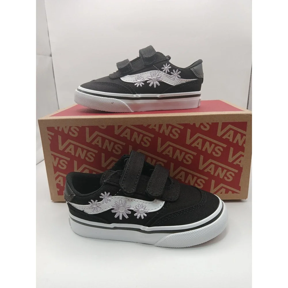 Vans Brooklyn Ls V Toddler Shoes Size 7.0 TD Embroidery Black‎ VN000D7XBLA New