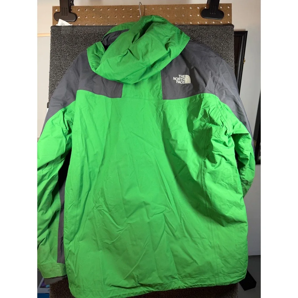 The North Face Hooded Softshell Jacket Mens L Green Grey Colorblock Zip Up