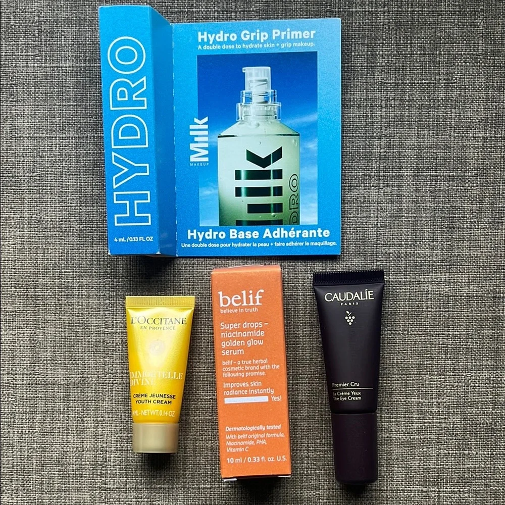 Skincare Mini Lot of 4 Travel Loccitane Caudalie Belif Hydro Milk New