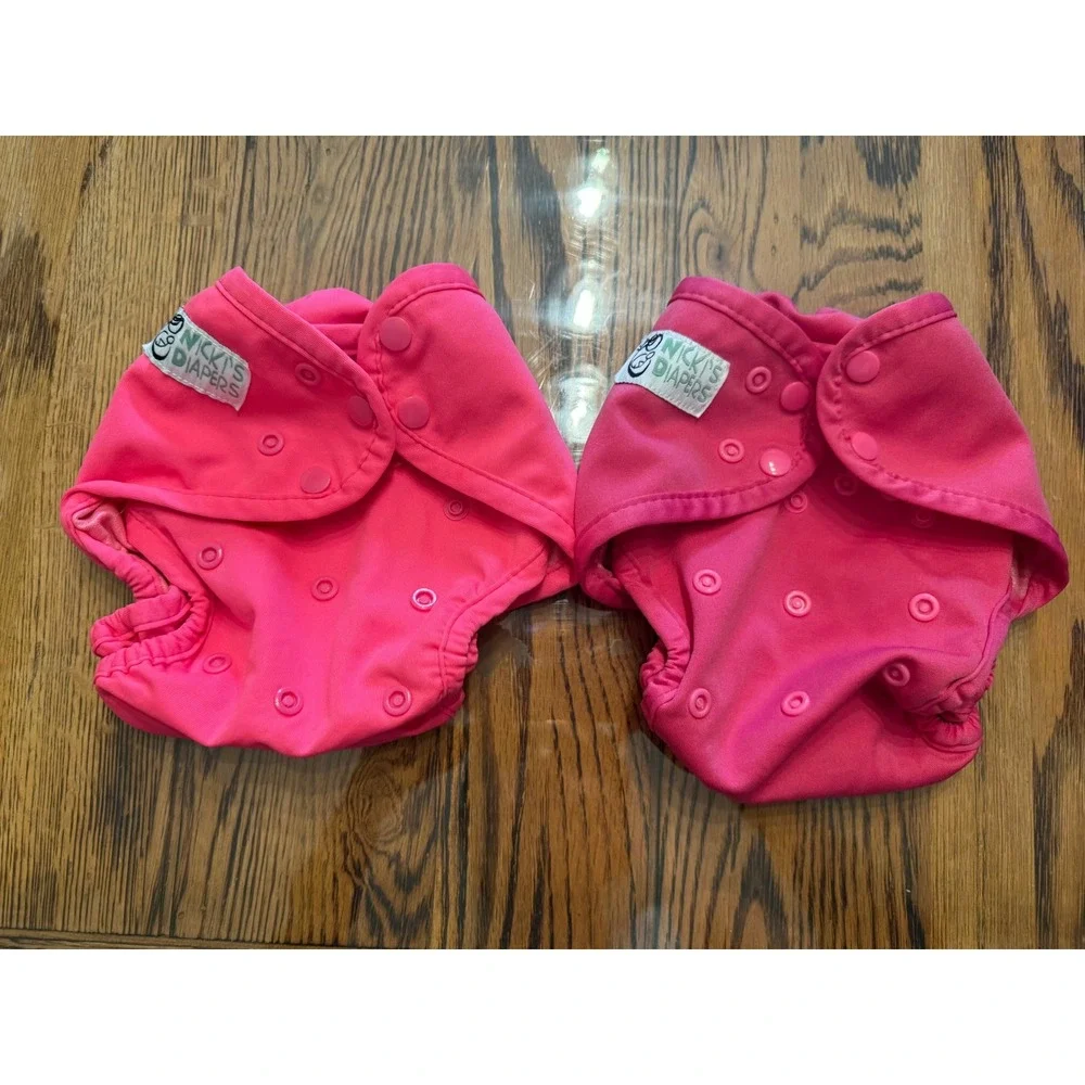 Nicki's Diapers Cloth Diaper Covers Kids‎ OS Pink Adjustable Snap Lot of 2