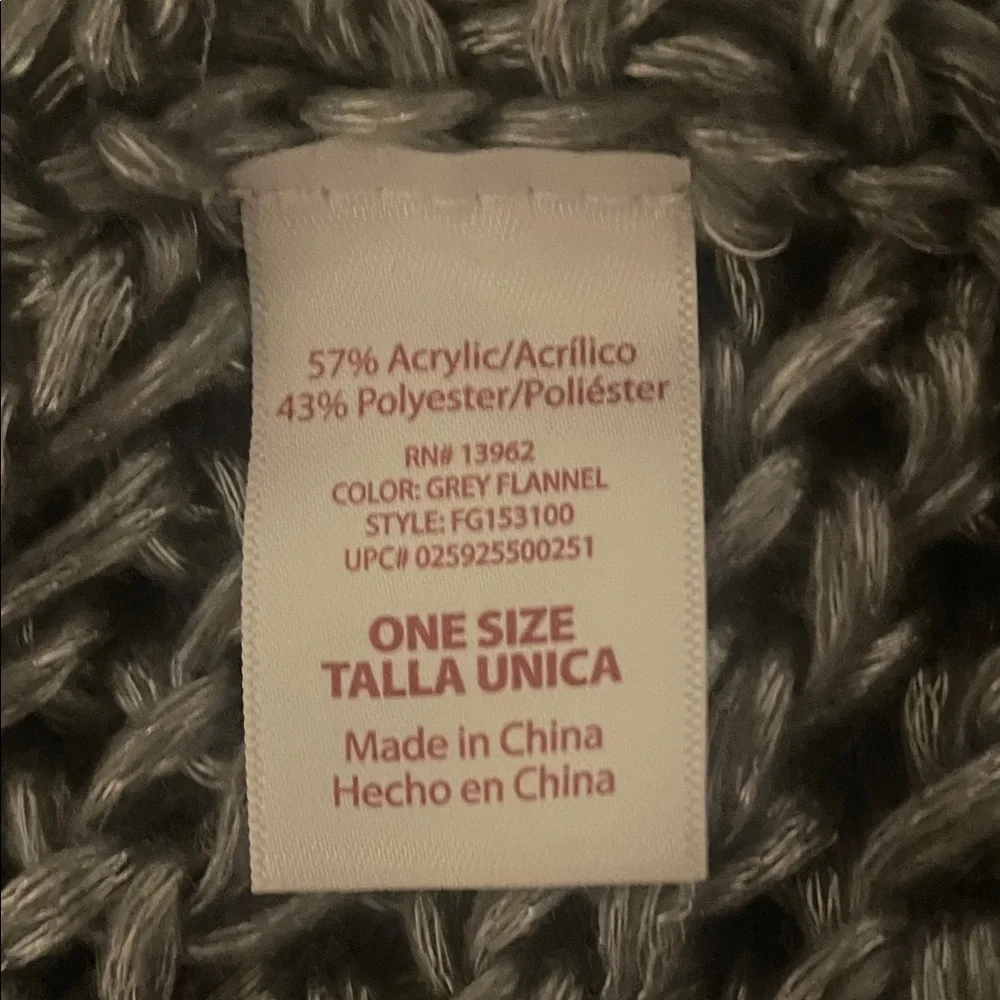 Gray Chunky Knit Infinity Scarf Oversized Cozy Winter Loop Scarf