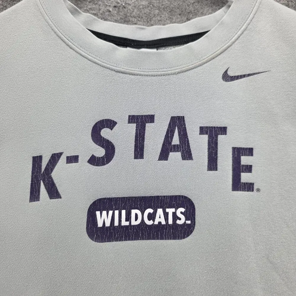 Nike Sweatshirt Womens XXL Gray Pullover K-State Wildcats Graphic Oversized