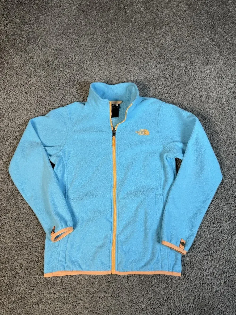 The North Face Jacket Girls Large Blue Fleece Full Zip Lightweight Pockets