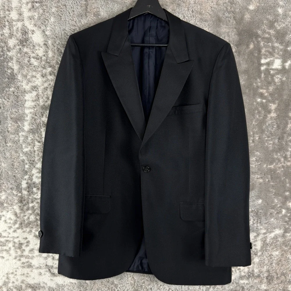 Zaccariellos Size‎ 40R Minimalist Career Blazer Jacket Black Button Notched