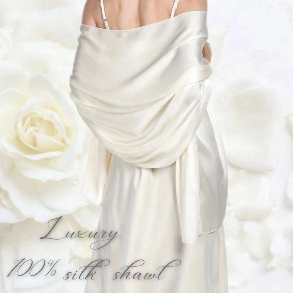 Luxury silk scarf white 100%