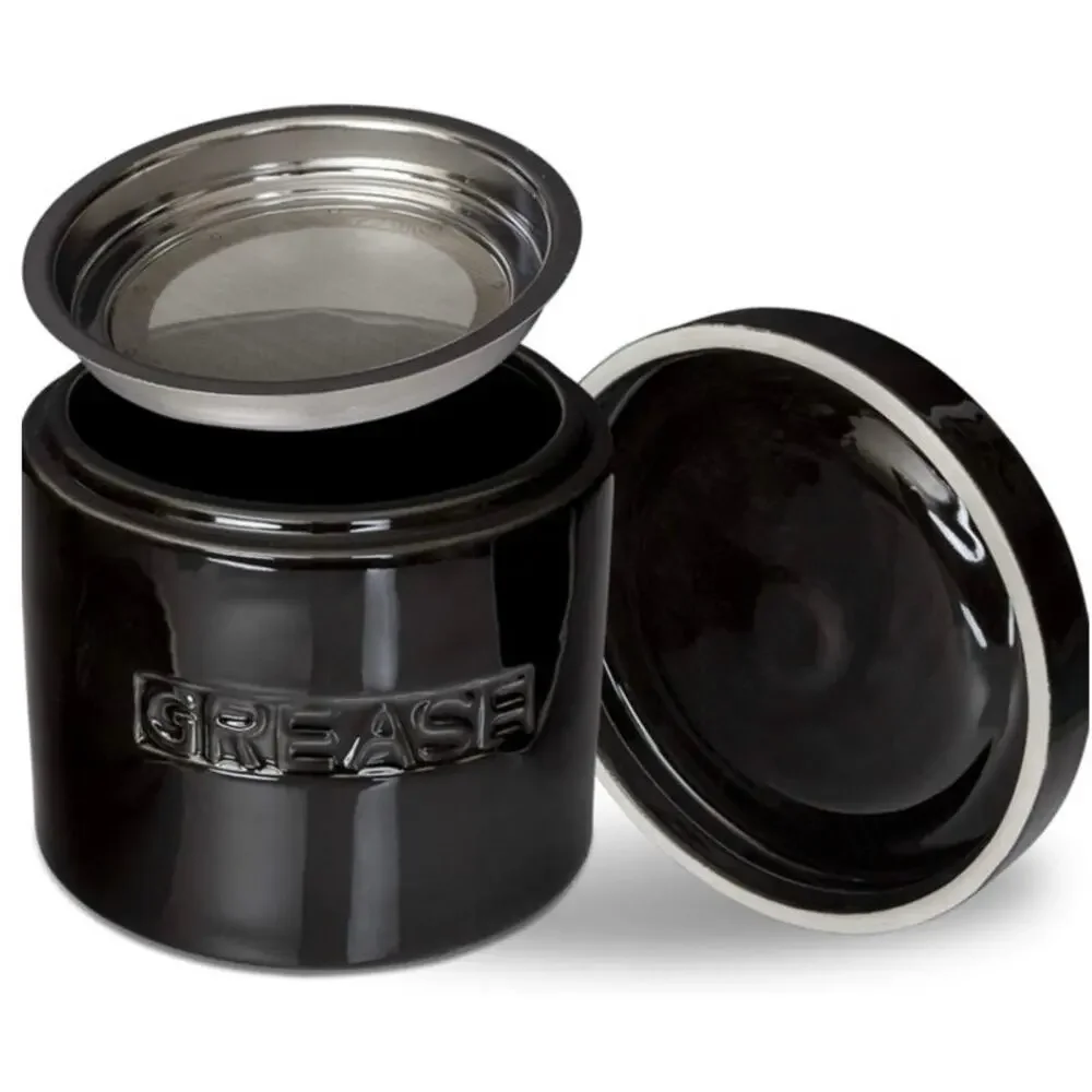 NEW Cypress Sunrise‎ Ceramic Bacon Grease Saver Strainer Lid Kitchen Canister