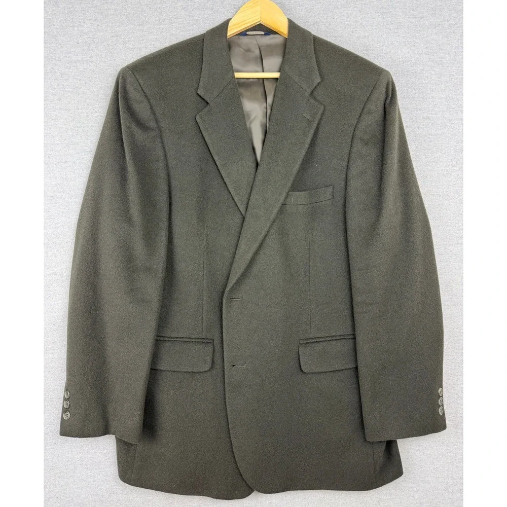 Brooks Brothers 346 Mens 46L‎ Camel Hair Blazer Olive Green 2 Button Sport Coat