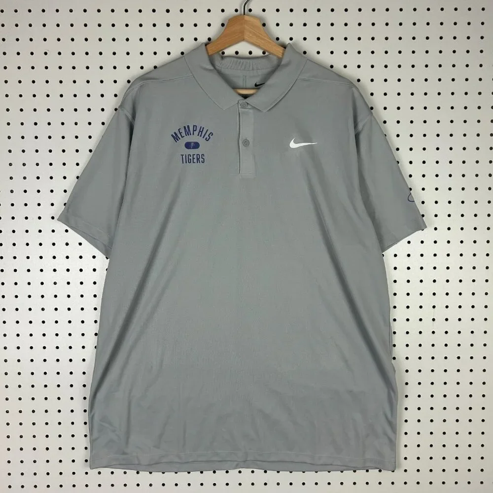 Nike 1 Cent Memphis Tigers Polo XL Gray Basketball Team Issued Penny Dri Fit NWT