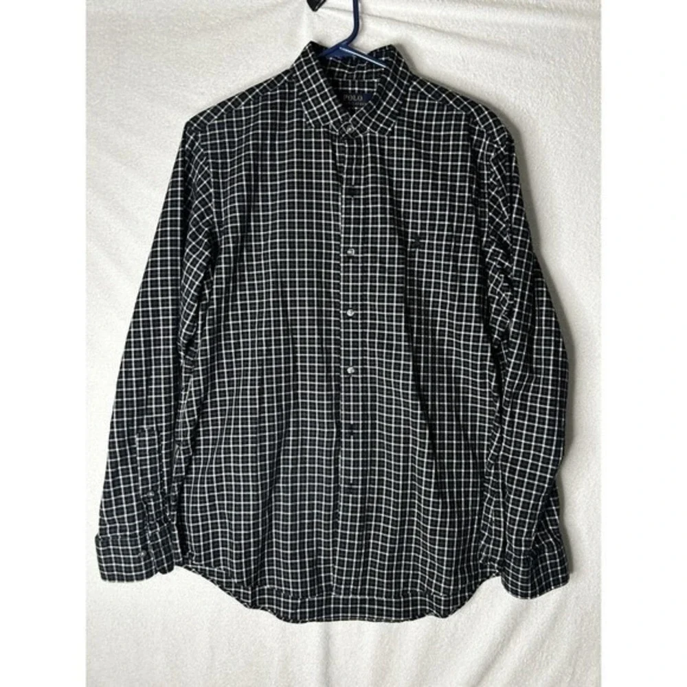 Polo Ralph Lauren Men's Long Sleeve Black And White Checkered Size Large