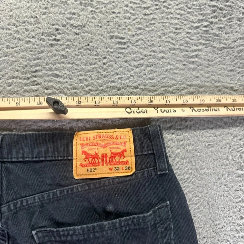 Levi's 502 Pant Mens 32x30 Black Cotton Corduroy Chino Straight Preppy Stretch
