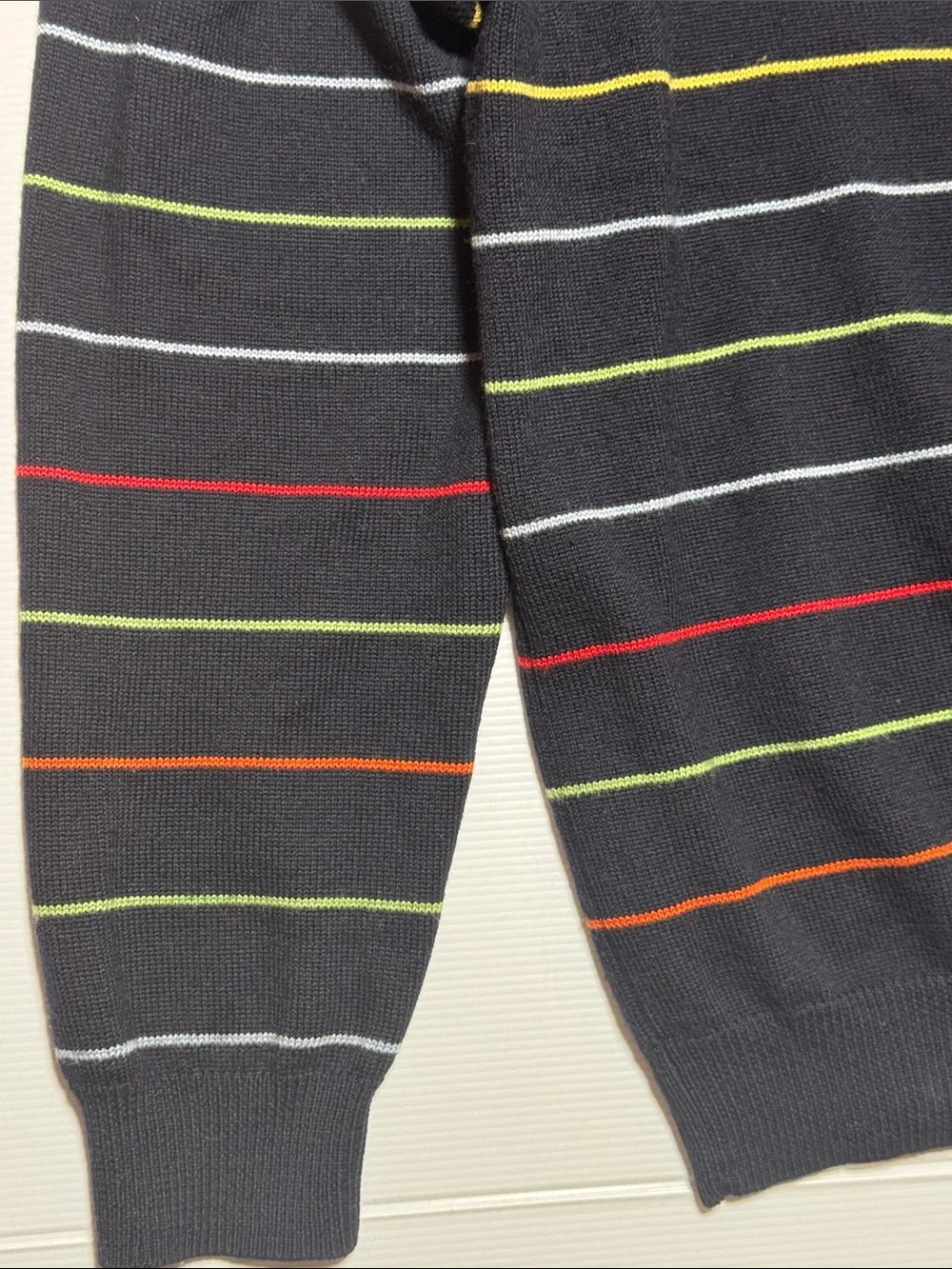 BROOKS BROTHERS Vintage Merino Wool Navy Crewneck Sweater Multicolor Stripes XL