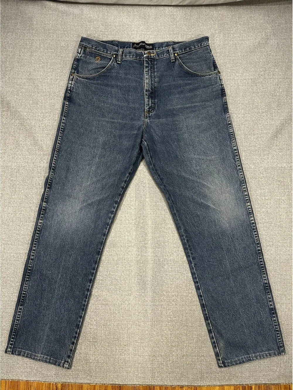 Wrangler George 37x31 Strait Jeans Cowboy Cut Men Blue Denim Straight Leg