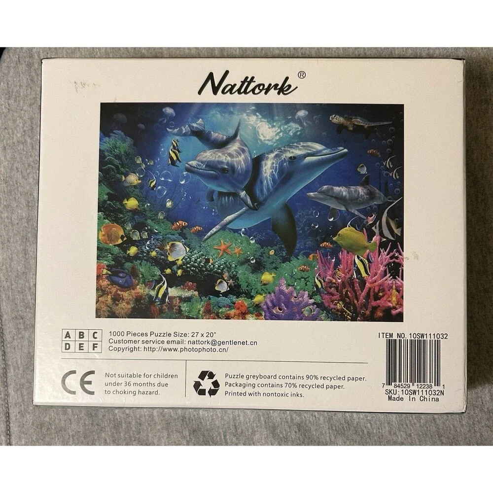 Nattork 1000Pc Jigsaw Puzzle Marine Life Dolphins Underwater Scene Animals New