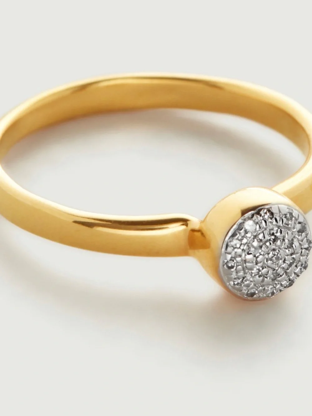 Monica vinader fiji Mini Button Stacking Ring 18k Gold Vermeil & Diamond $200