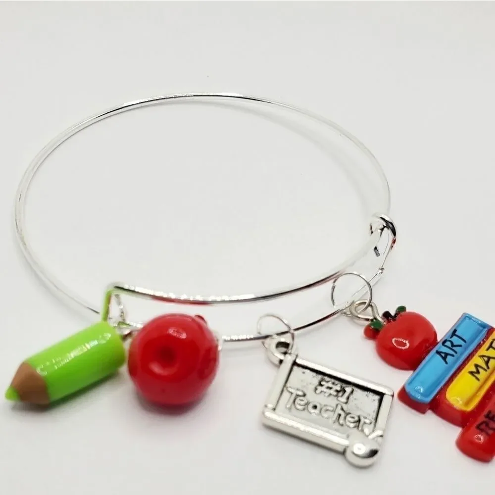Number 1 Teacher Charm Bracelet