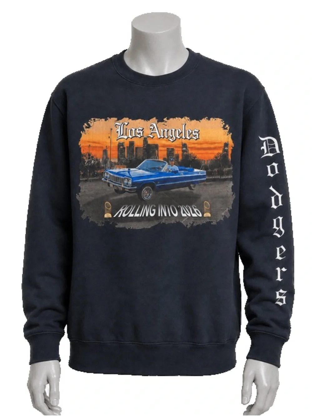 Los Angeles Graphic Crewneck Sweatshirt - Black with Blue Car