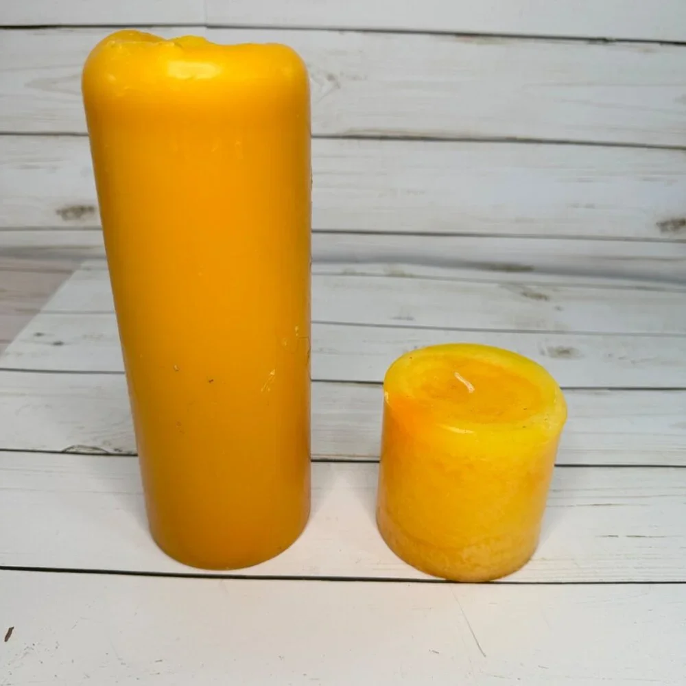 Set‎ Of 2 Yellow Pillar Candles 8