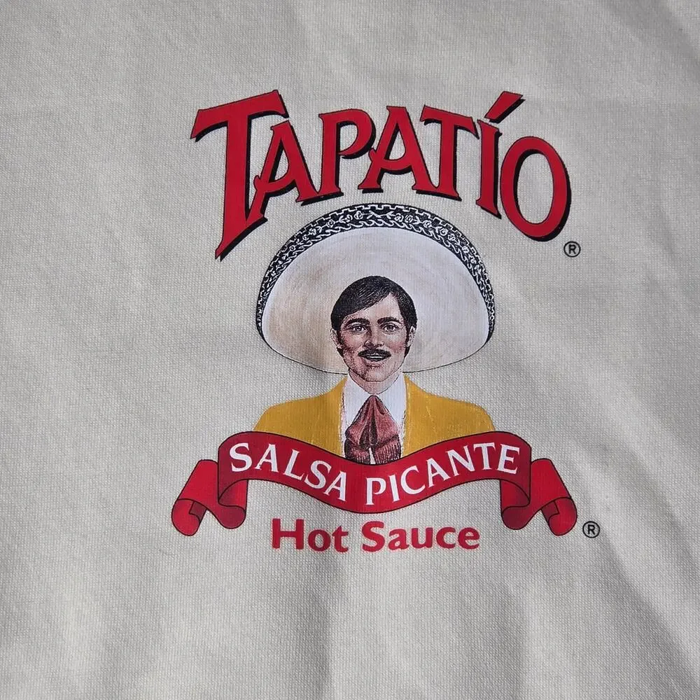 Tapatio Hot Sauce Salsa Picante Graphic Crewneck Sweatshirt Men's Small Cream