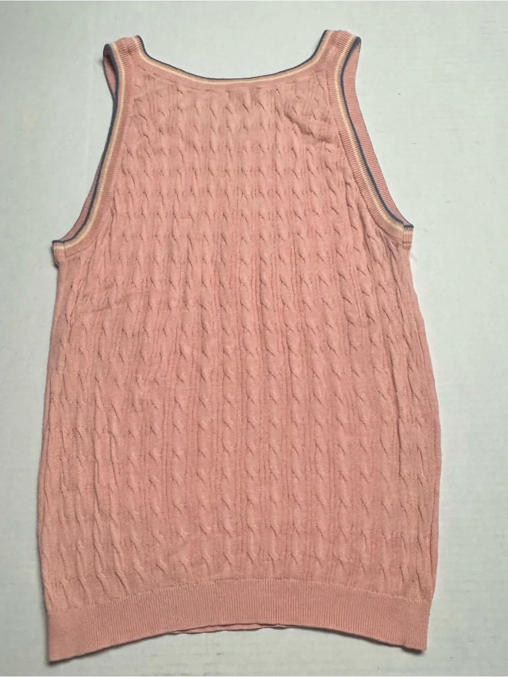 Parke & Ronen Lightweight Stretch Cable Knit Fitted Vest In Pink Size: M