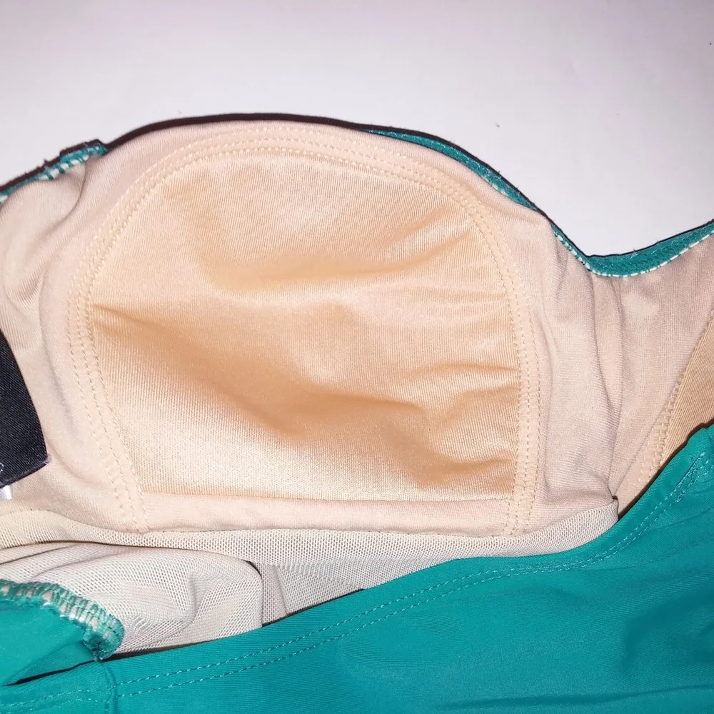 Shore Shapes One Piece Swim Size 10 Teal Solid Ruffle Lightly Lined Wireless