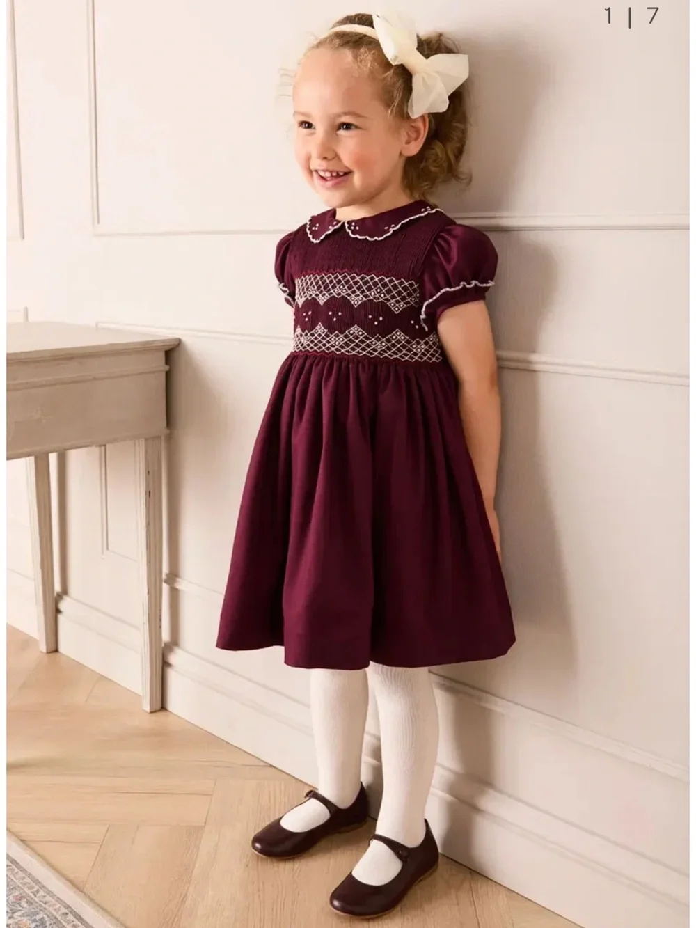 Pepa London Classic Smocked Burgundy Girls' Dress