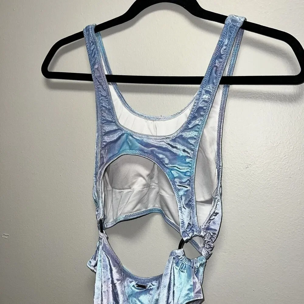 PINK Victoria's Secret Velvet Tie Dye One Piece Swimsuit Blue/Purple S
