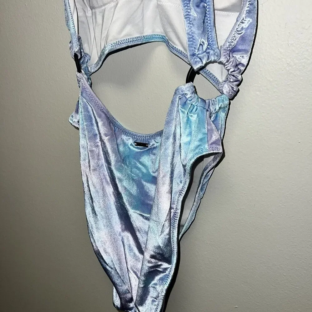 PINK Victoria's Secret Velvet Tie Dye One Piece Swimsuit Blue/Purple S