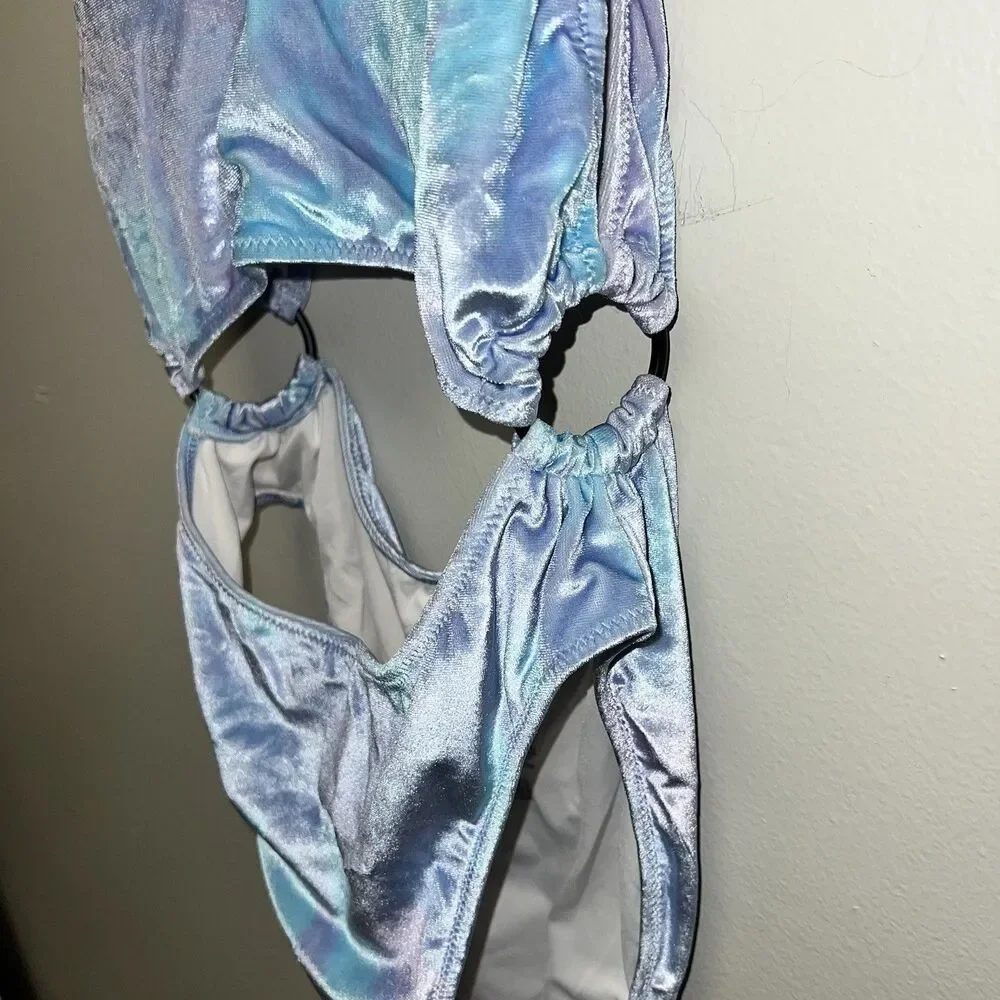 PINK Victoria's Secret Velvet Tie Dye One Piece Swimsuit Blue/Purple S