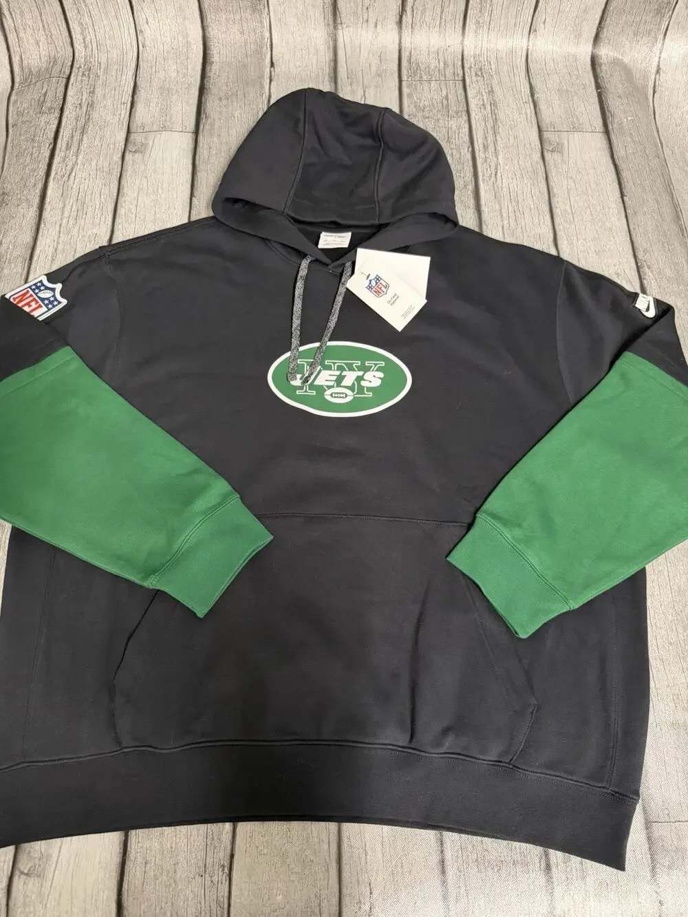 NWT Men’s Nike New York Jets Throwback Logo Hoodie XXL Black Sideline 2X