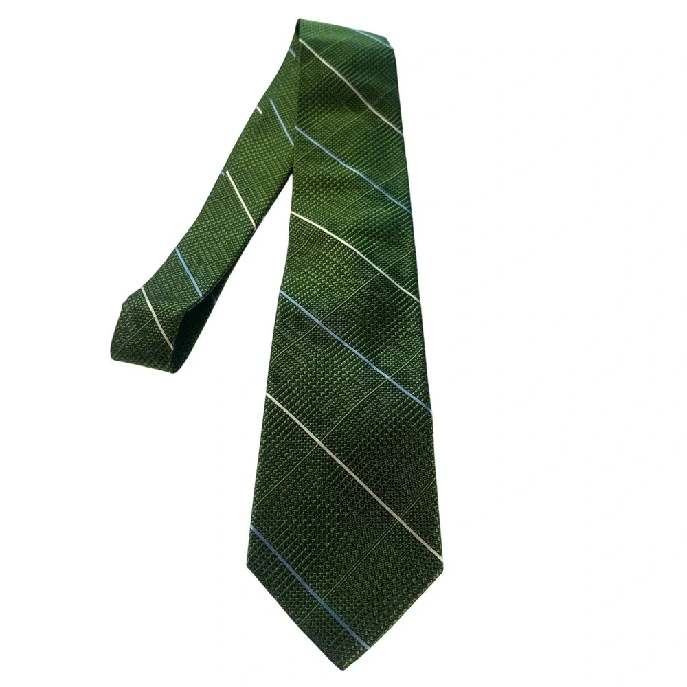Paul Fredrick Men's Silk Green Plaid Necktie NWT‎
