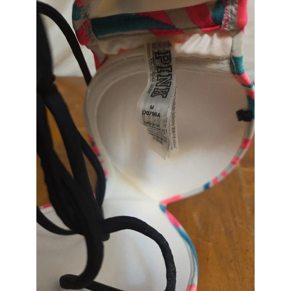 Victoria's Secret Palm Print Summer Bikini Top Padded Size Medium Adjustable