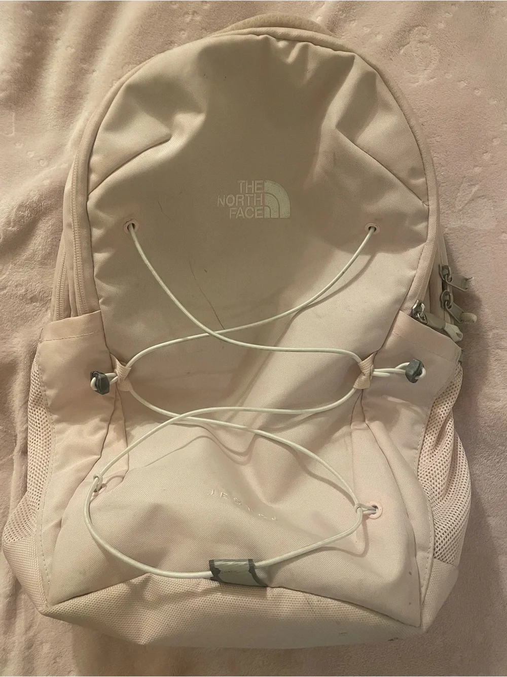 The North Face Women's Pale Pink Everyday Backpack with Front Bungee
