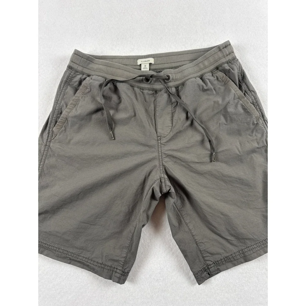 LL Bean Mens Lakewashed Pull On Shorts Gray Ripstop Elastic Waist Medium 506768