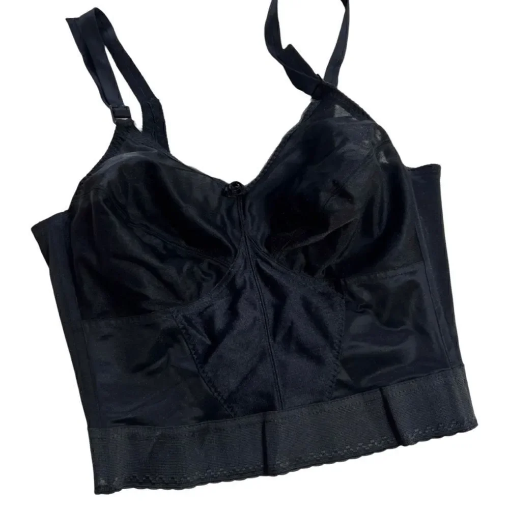 Vintage 1980s Sexy Black Bustier Corset Girdle Bralette 36C