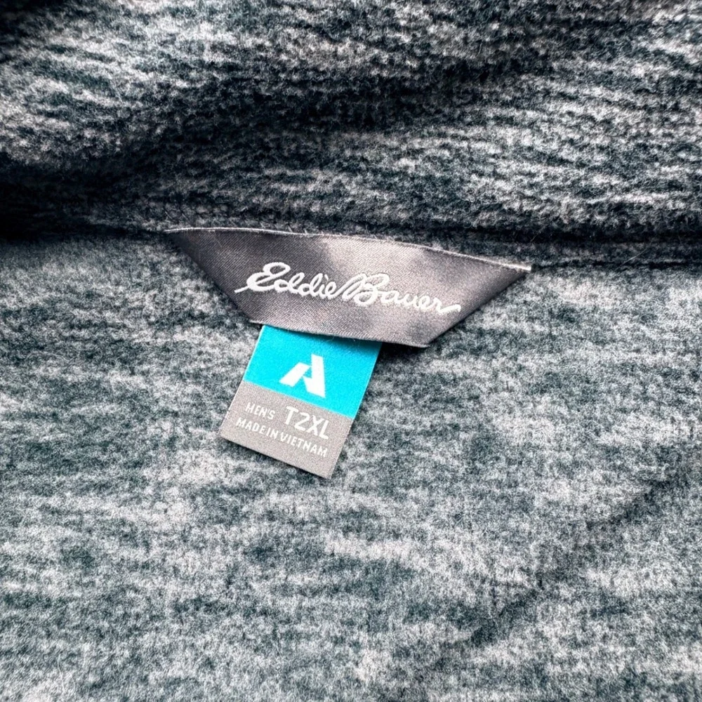 Eddie Bauer First Ascent Mens T2XL 1/4 Zip Fleece Pullover Gray Space Dye‎