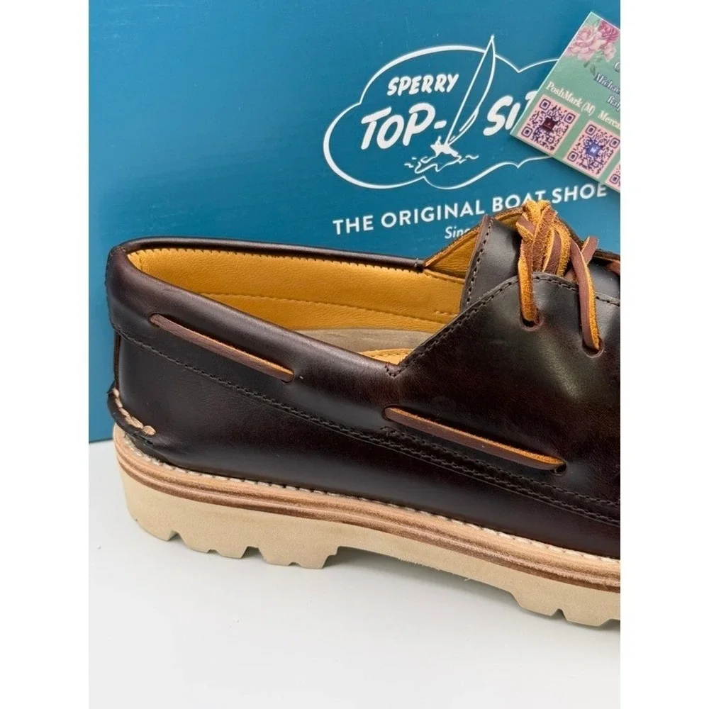 Sperry A/O 3-Eye Lug‎ Brown Leather Boat Shoe Men's NIB
