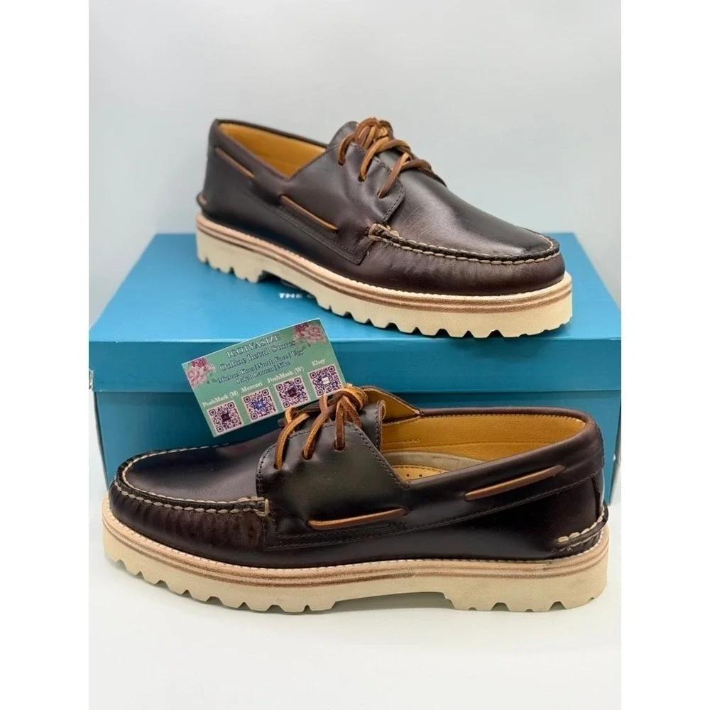 Sperry A/O 3-Eye Lug‎ Brown Leather Boat Shoe Men's NIB