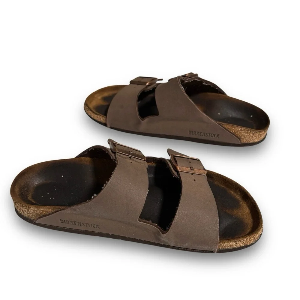 Birkenstock Men's Two Strap Leather Sandals Brown Size Unknown Measures 10