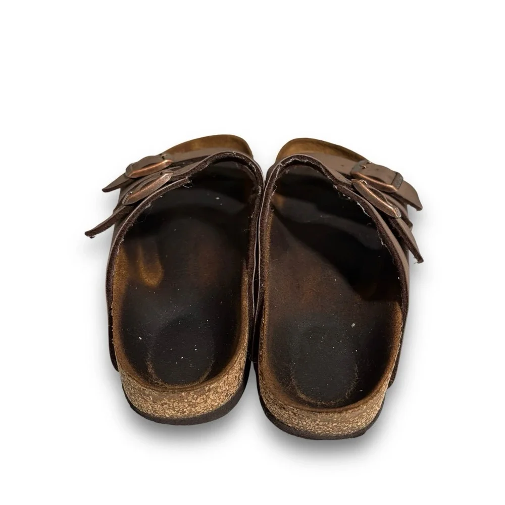 Birkenstock Men's Two Strap Leather Sandals Brown Size Unknown Measures 10