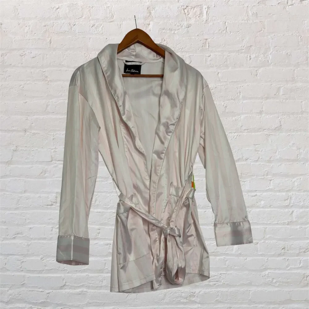 Sam‎ Edelman Small Pink White Stripe Smoking Jacket Belted NWT