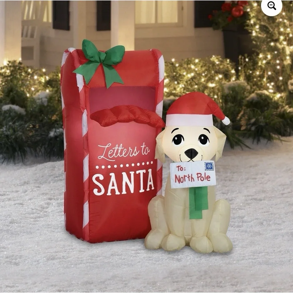 Holiday Time Mailbox Dog Christmas Airblown Inflatable 3.5' Letters To Santa NEW