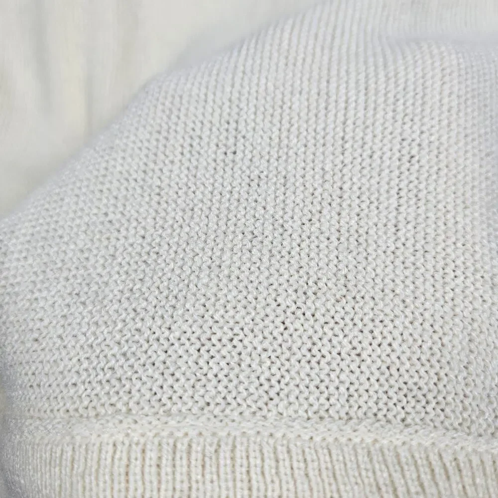 VINTAGE Izod Sweater Mens‎ Small Ivory Acrylic V-neck Cardigan Logo Grandpa