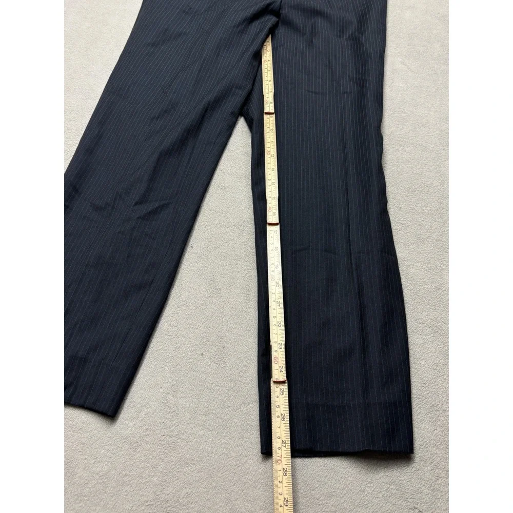 Vintage Giorgio Armani Mens Navy Blue Pinstripe Wool Blend Dress Pants Size 30