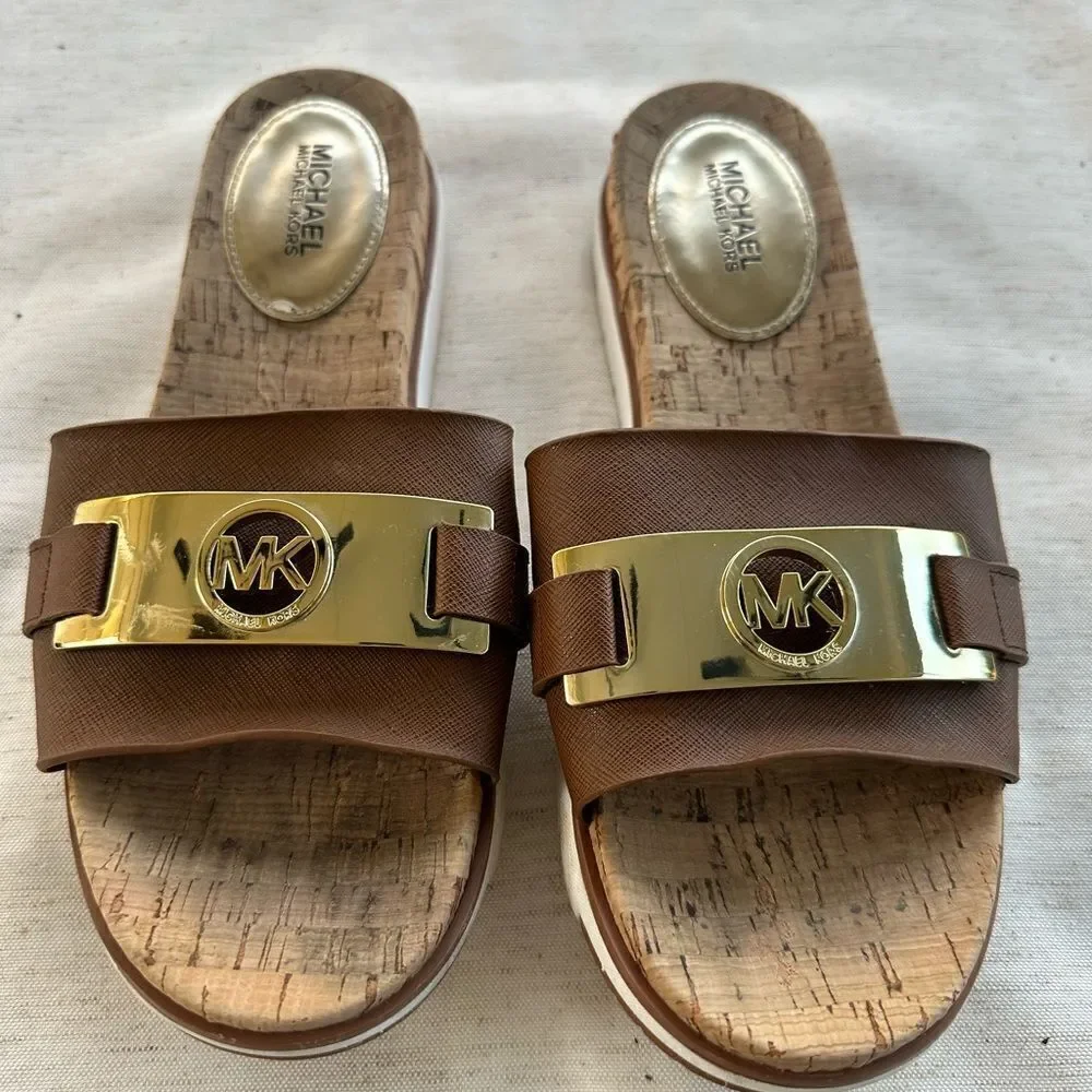 Michael Kors Leather Slip On Sandal 9