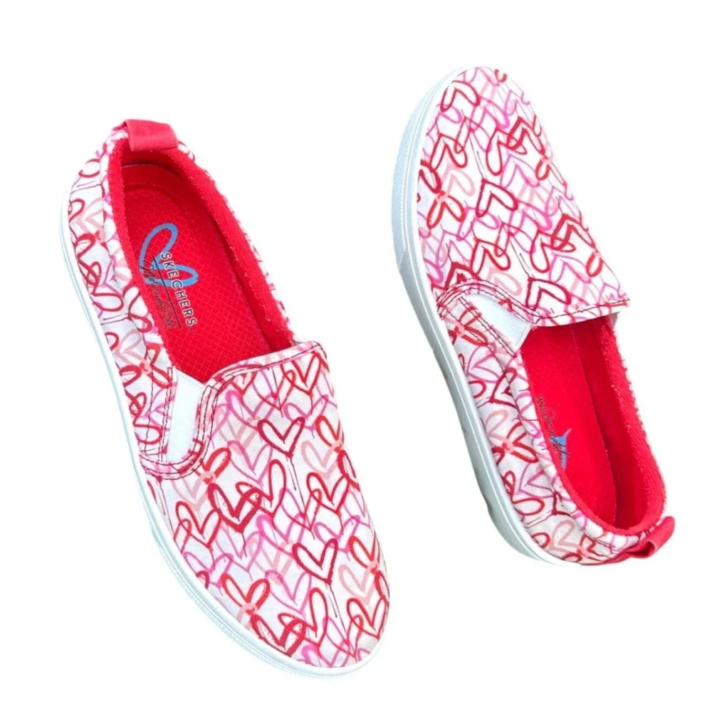Skechers x JGoldcrown Poppy Drippin Love Women's‎ Slip On Sneakers Size 8 Red