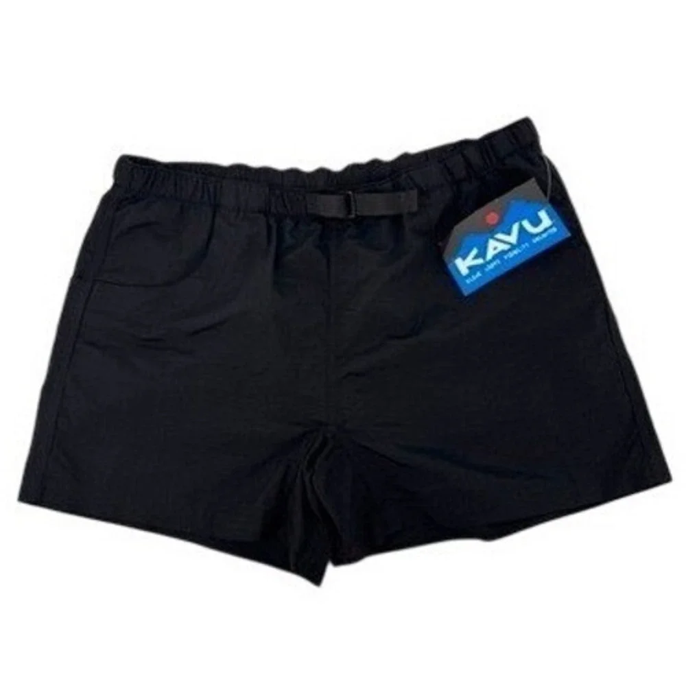 KAVU Chili Lite Shorts Mens XL Black Nylon Hiking‎ Quick Dry Belted Outdoor NEW